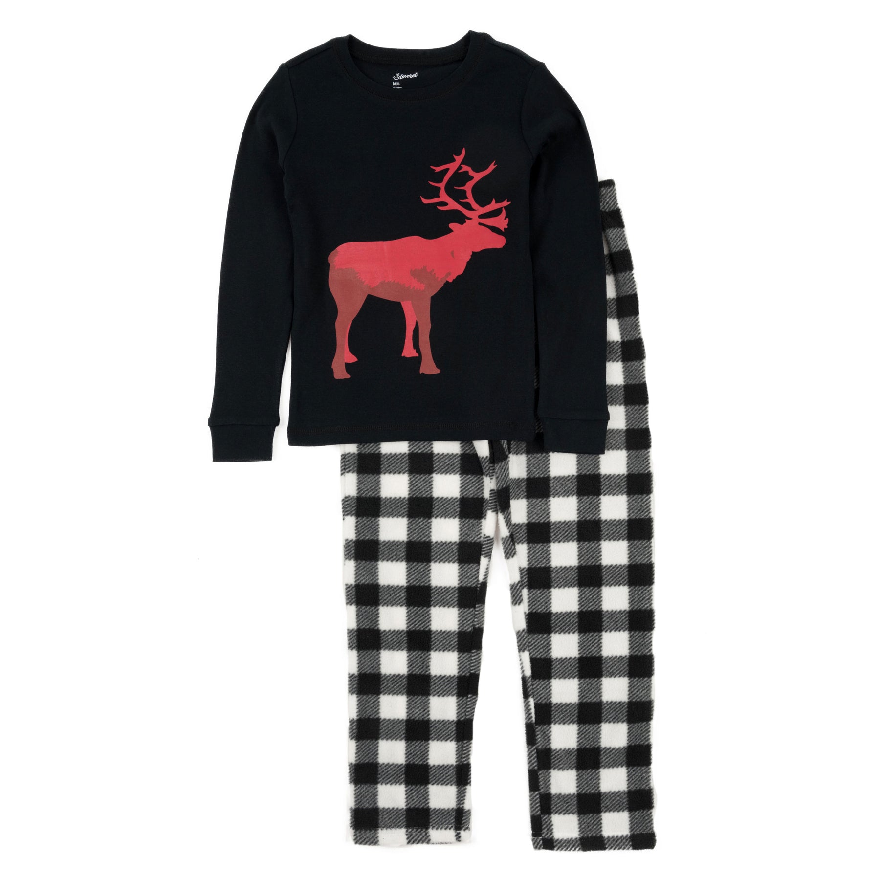 Weihnachten Kinder Baumwolle Top und Fleece Hose Pyjamas Rentier