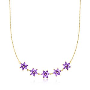 Ross-Simons Amethyst Blume Halskette in 18kt Gold über Sterling