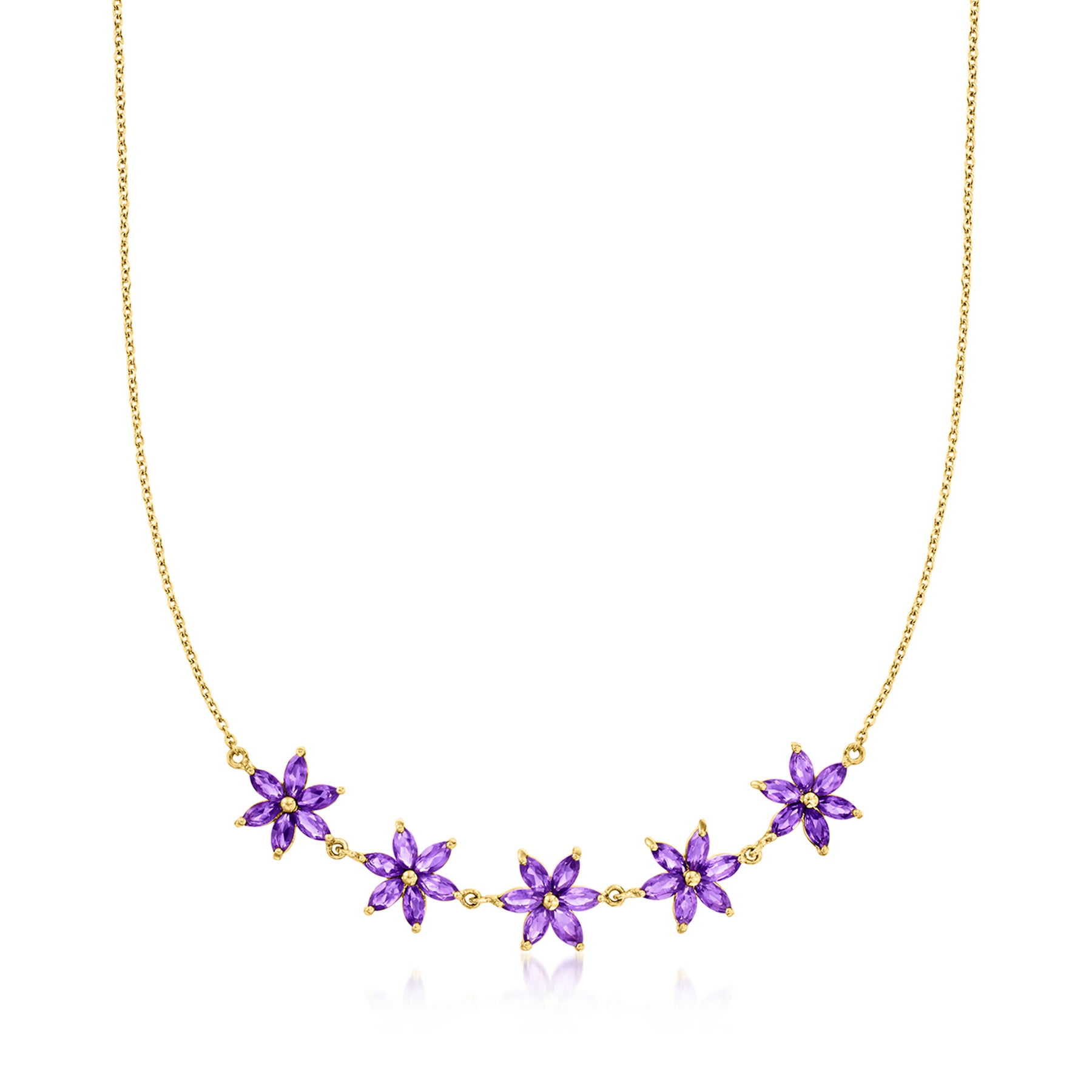 Ross-Simons Amethyst Blume Halskette in 18kt Gold über Sterling