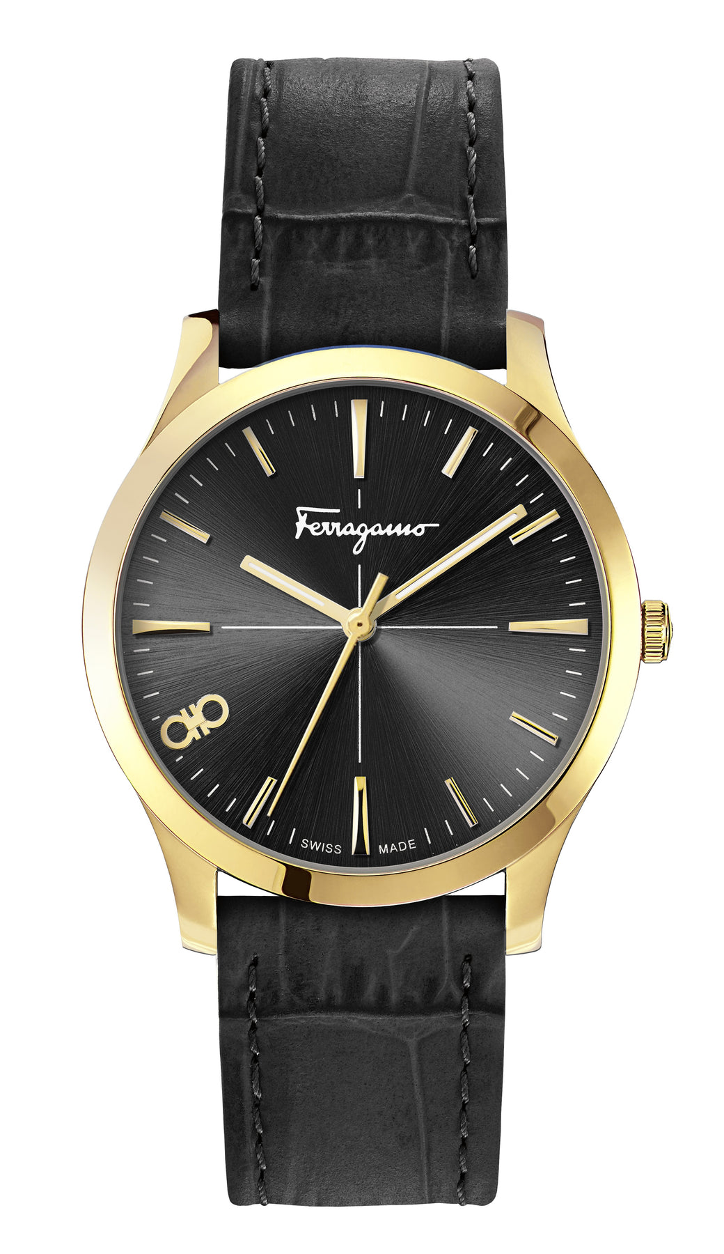 Ferragamo Damen-Armbanduhr mit schwarzem Quarz, 35 mm