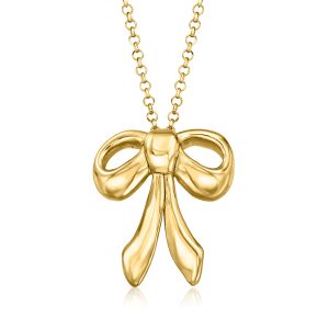 Ross-Simons Italienische 18kt Gold über Sterling Bow Anhänger Halskette