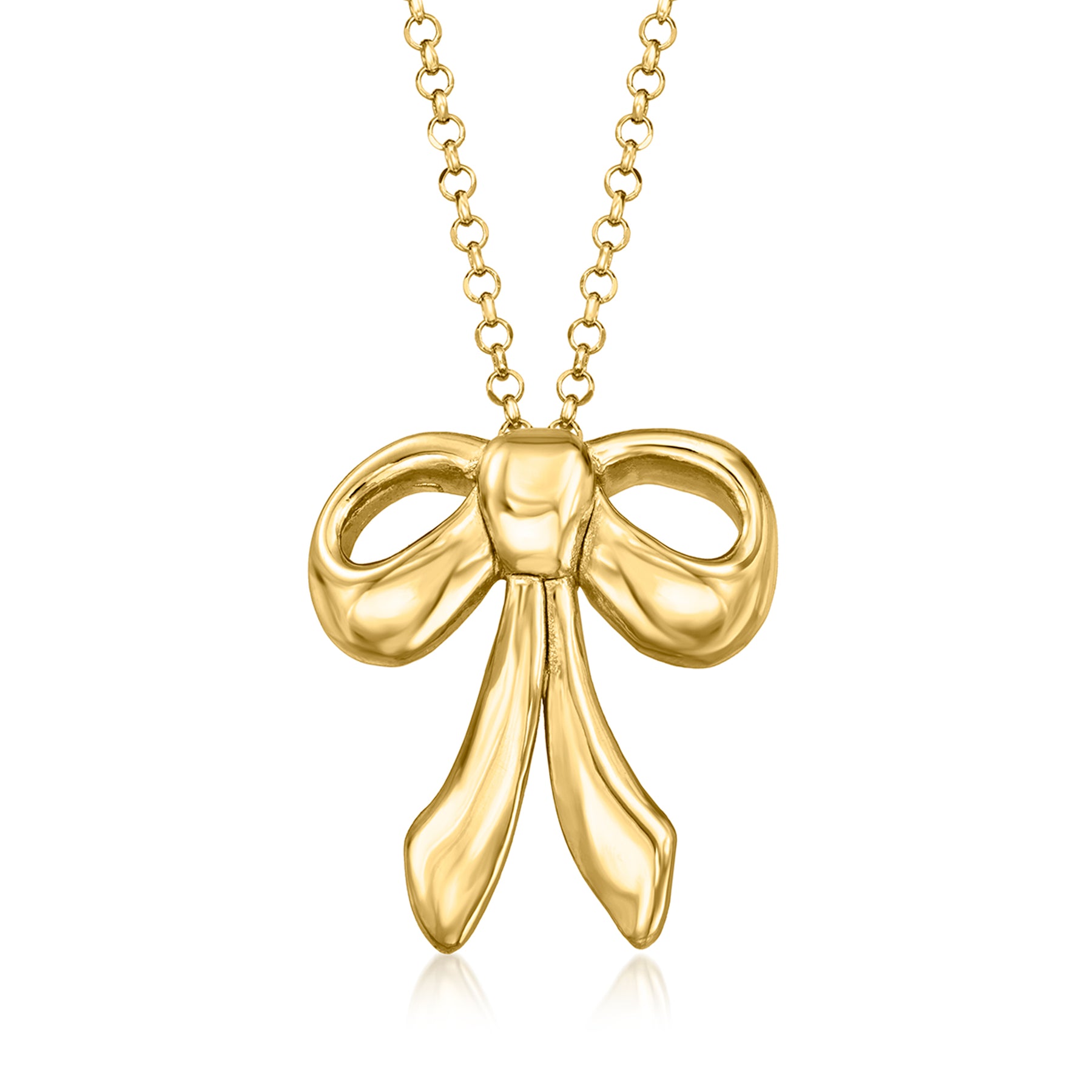 Ross-Simons Italienische 18kt Gold über Sterling Bow Anhänger Halskette