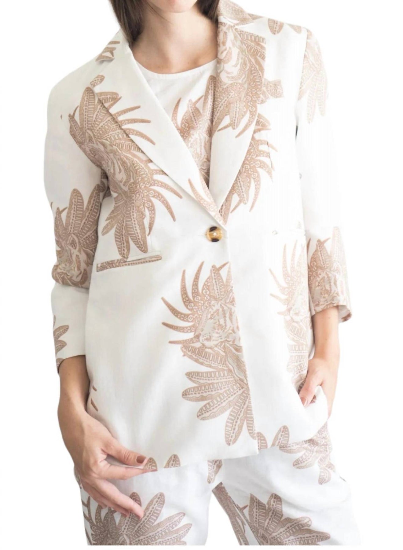 Griechischer Blazer in Tiger Weiß