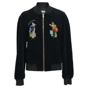 Stella McCartney All Together Now Bomber Jacke aus schwarzem Samt 7765037809724