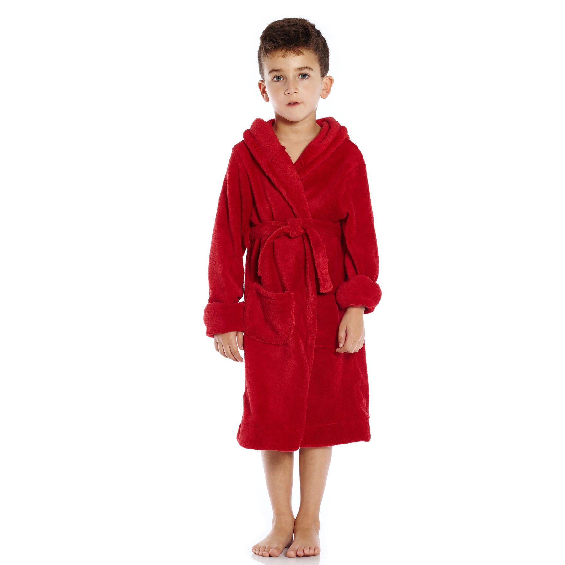 Kinder Fleece Kapuze Robe klassische solide Farbe 7195377664060
