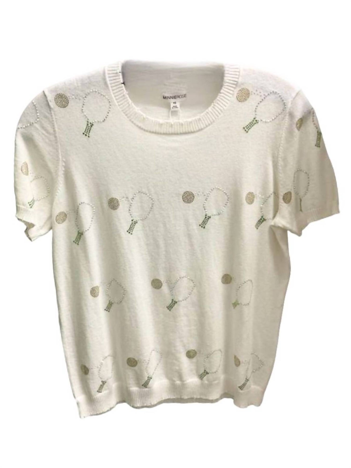 Damen Pickleball Frayed Edge Tee Top in weiß