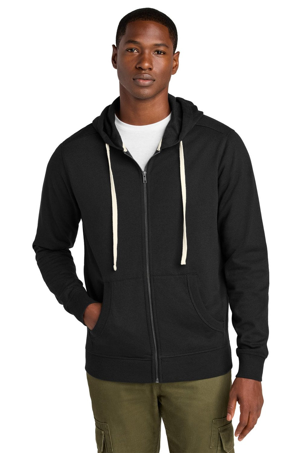District Herren-Re-Fleece-Hoodie mit durchgehendem Reißverschluss DT8102