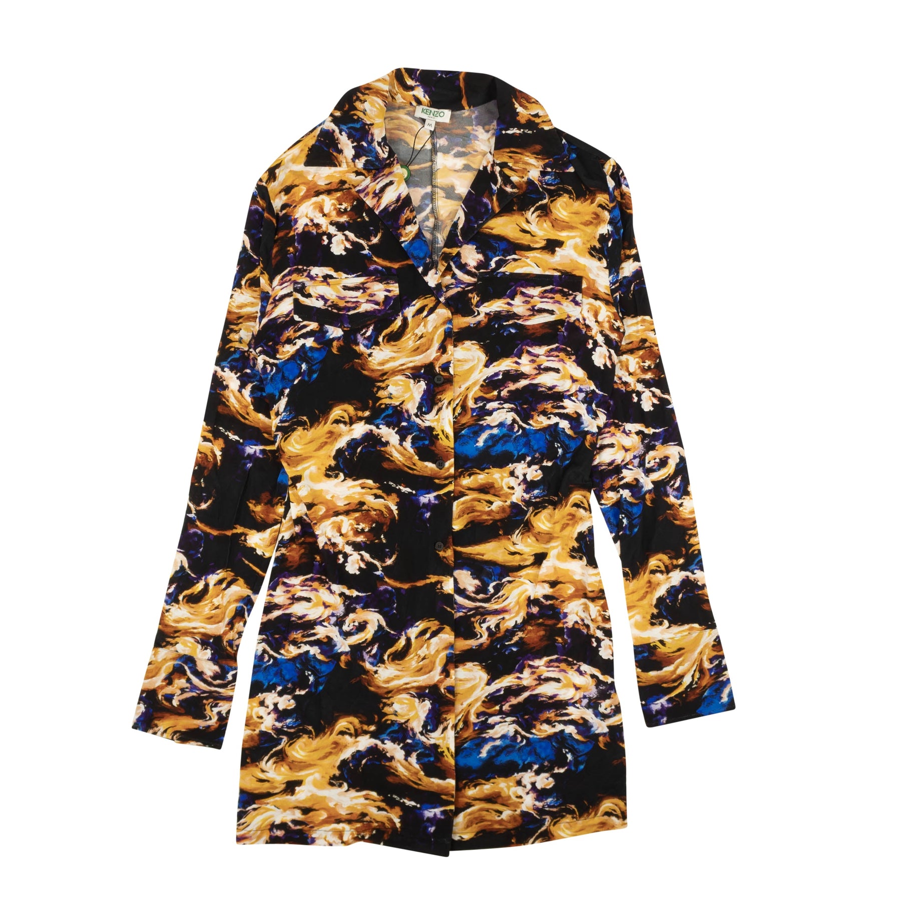 Kenzo Mit Blumenmuster Jersey Hemd – Schwarz/Mehrfarbig