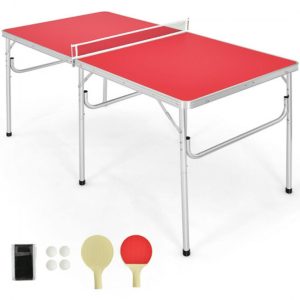 60 Zoll tragbare Tennis Ping Pong Klapptisch mit Zubehör-Rot
