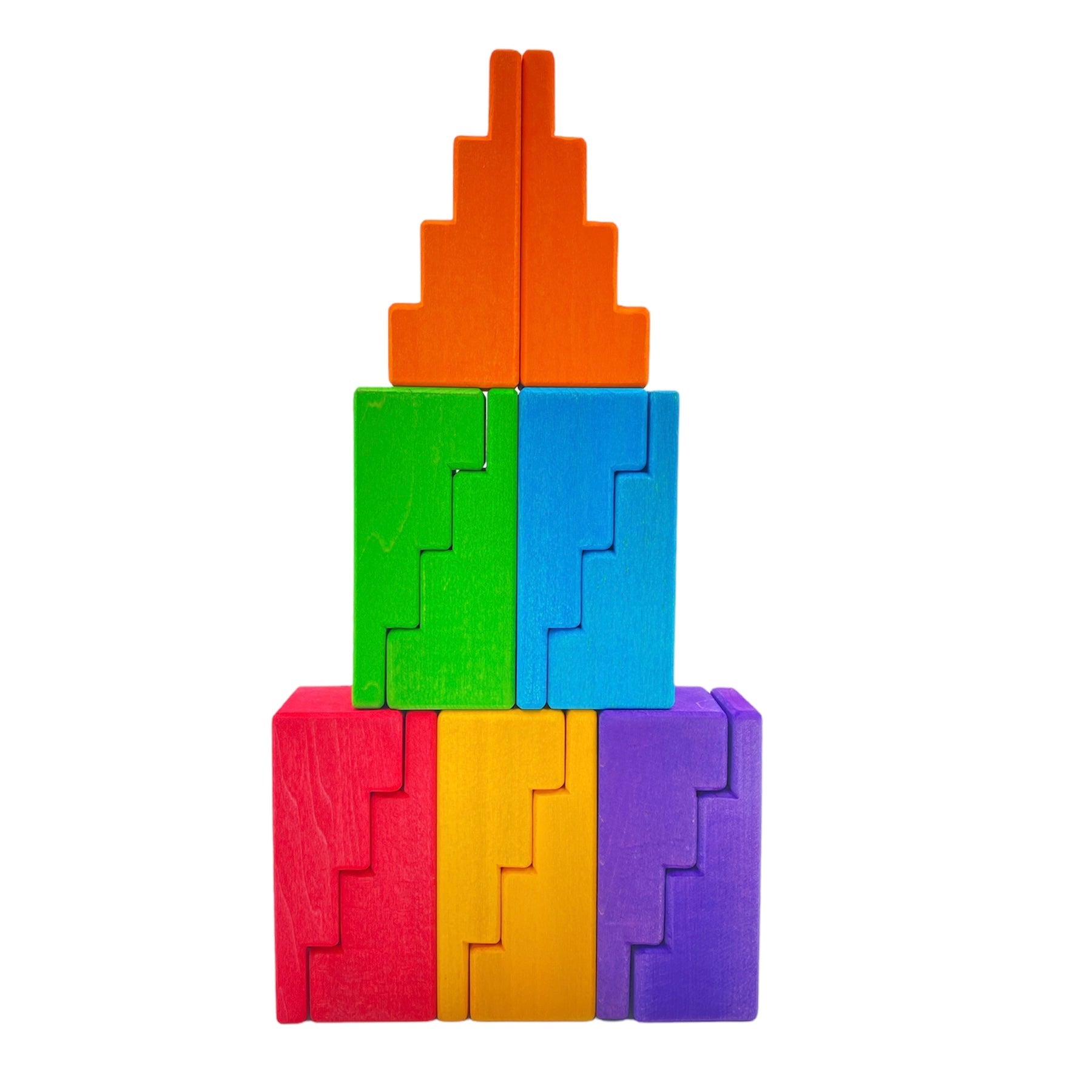 12 Stück STEPED Stepped Roofs Bausteine in primären Regenbogenfarben