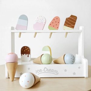 15 Stk hölzerne Eisbecher Eiscreme Bar Pretend Play Set
