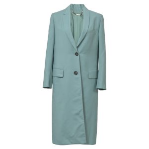 Fendi Einreihiger Langmantel aus grüner Mohairwolle 7765032566844