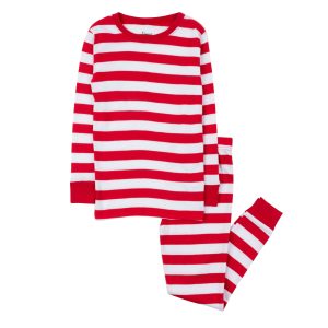 Weihnachten Kinder zwei Stück Baumwolle Pyjamas gestreift