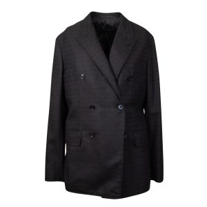 Zweireihiger Blazer aus Dunkelblau-Seide