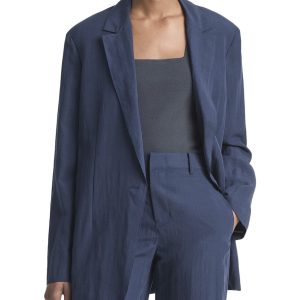 Vince entspannte texturierte Wolle-Bleder Blazer 7827098435644