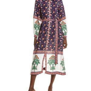 Garrie B Knopf-Down-Midi-Kleid 7827099451452
