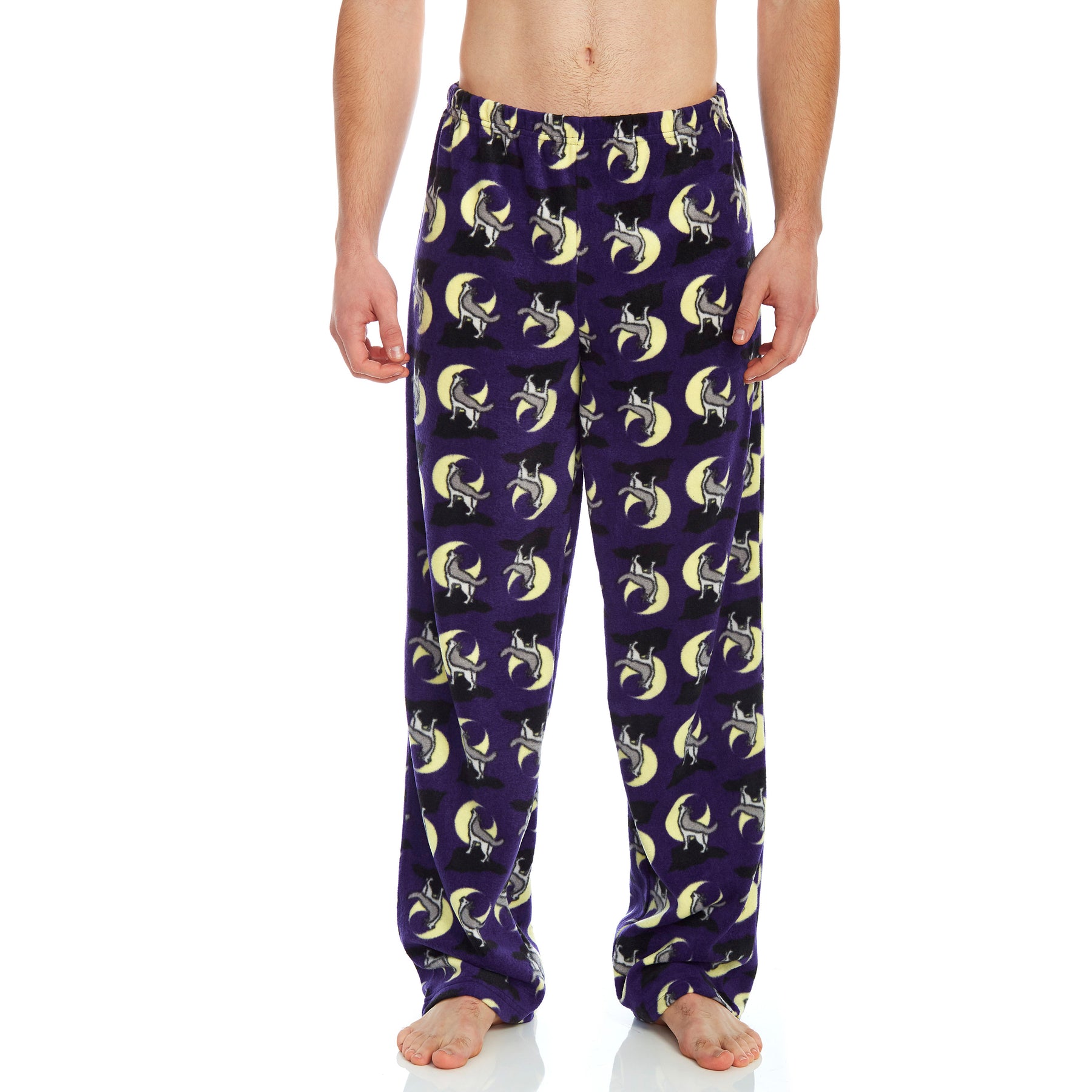 Herren Fleece Pyjama Hose Wolf