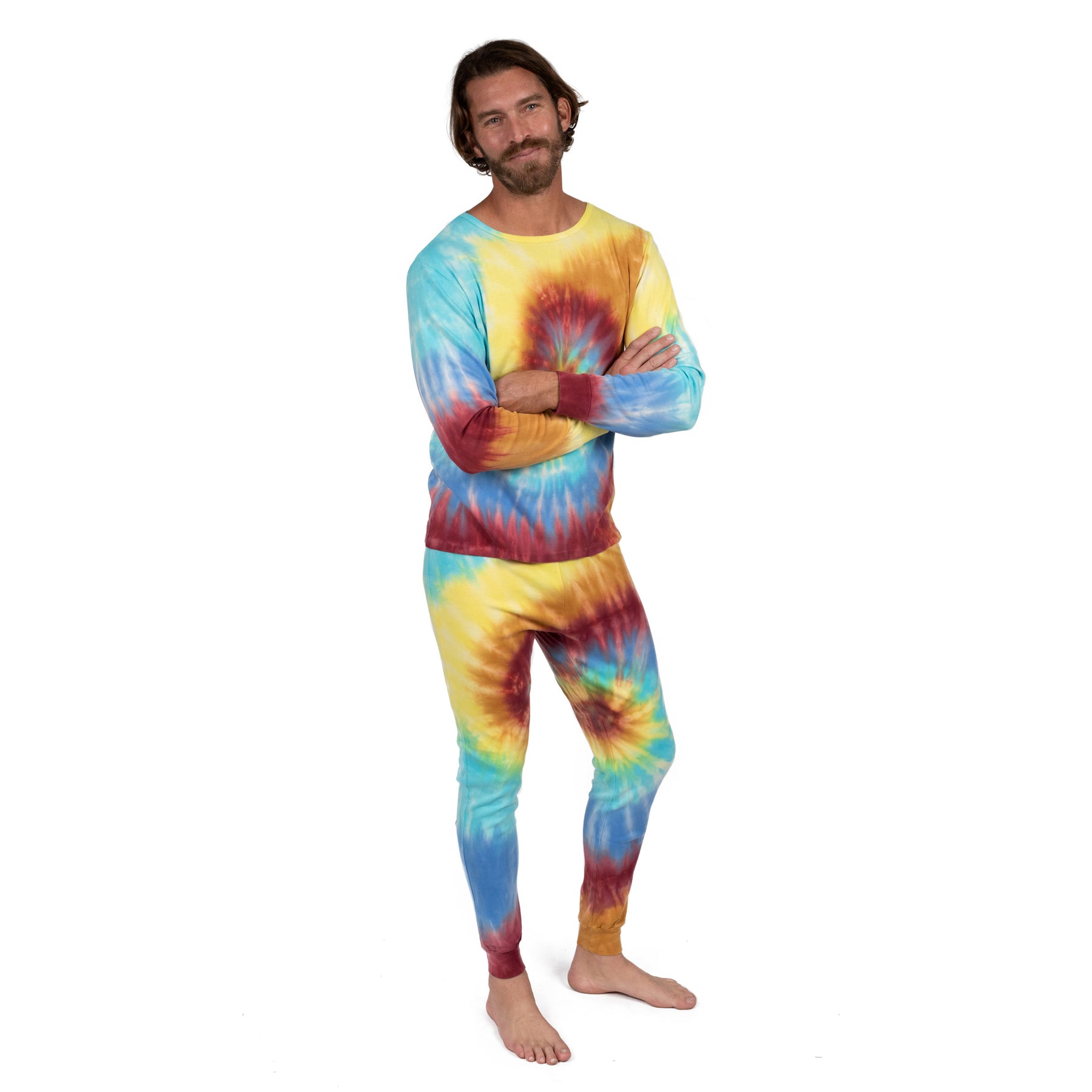 Herren Zwei Stück Baumwolle Pyjamas Batikmuster
