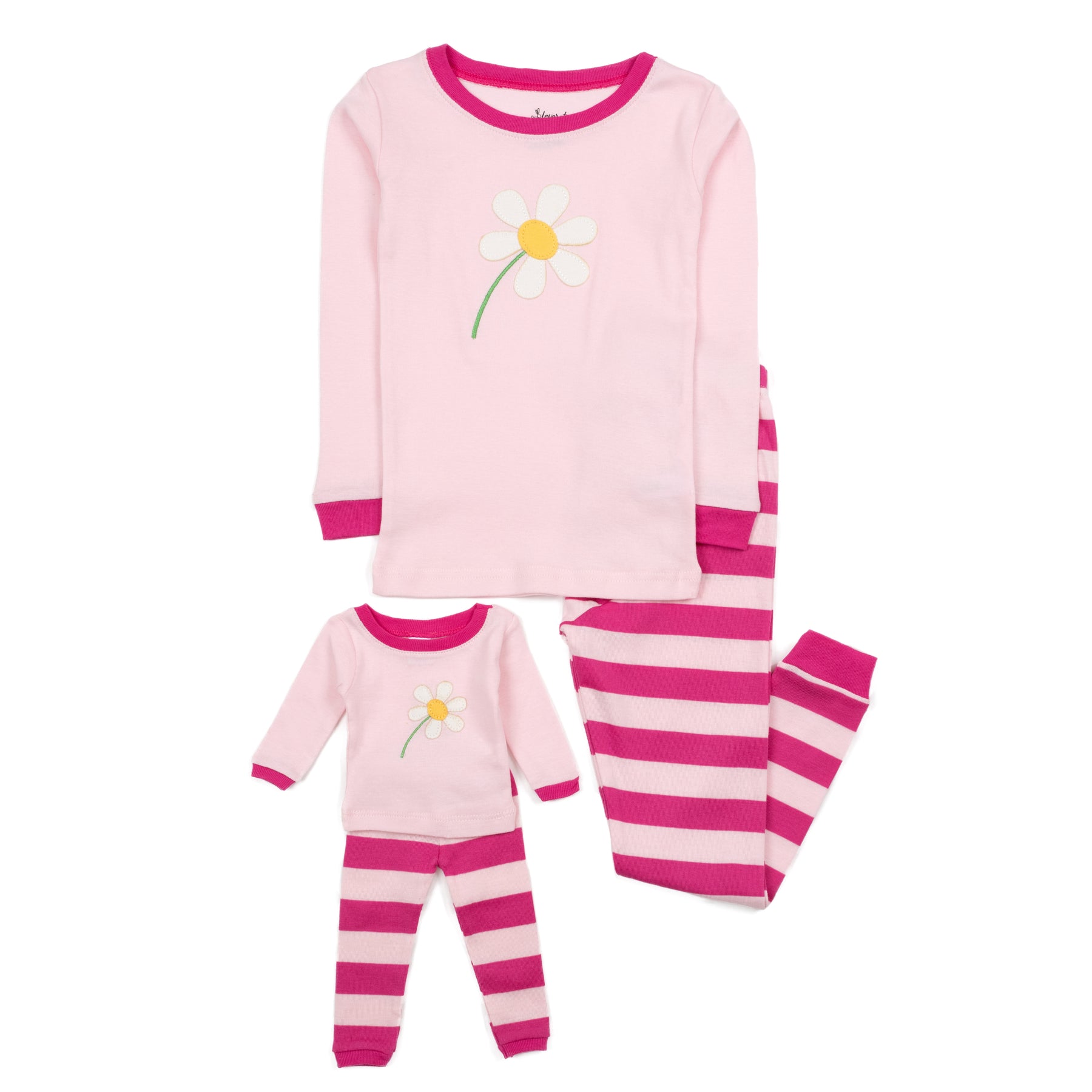 Mädchen und passende Puppe Baumwolle Pyjamas Blume