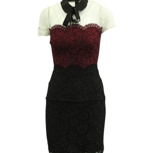 Sandro Paris Tri-Tone Lace Kleid aus schwarz/rot/weißem Nylon 7765040496700
