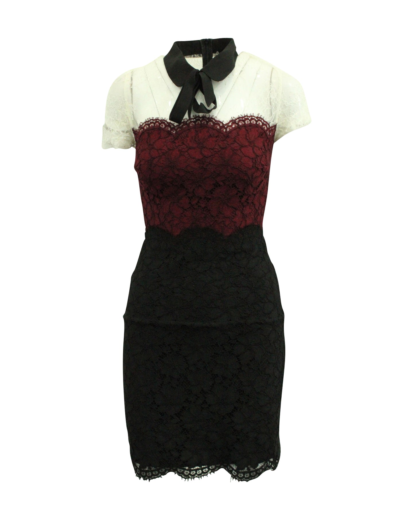 Sandro Paris Kleid aus Spitze in Schwarz/Rot/Weiß