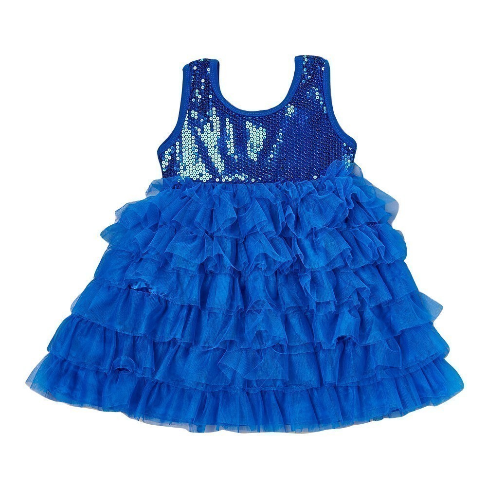 Mädchen Royal Blau Pailletten Tiered Tutu Blumenmädchen Kleid 12M-7