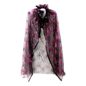 kleine Mädchen schwarz heiß rosa spinnweb drucken halloween cape 2-7