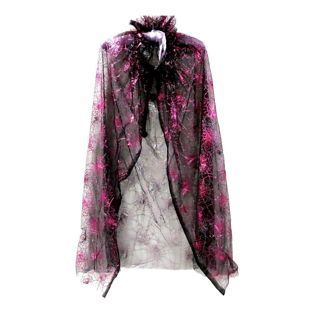 Kleine Mädchen schwarz heiß rosa Spinnennetz Muster Halloween Cape 2-7