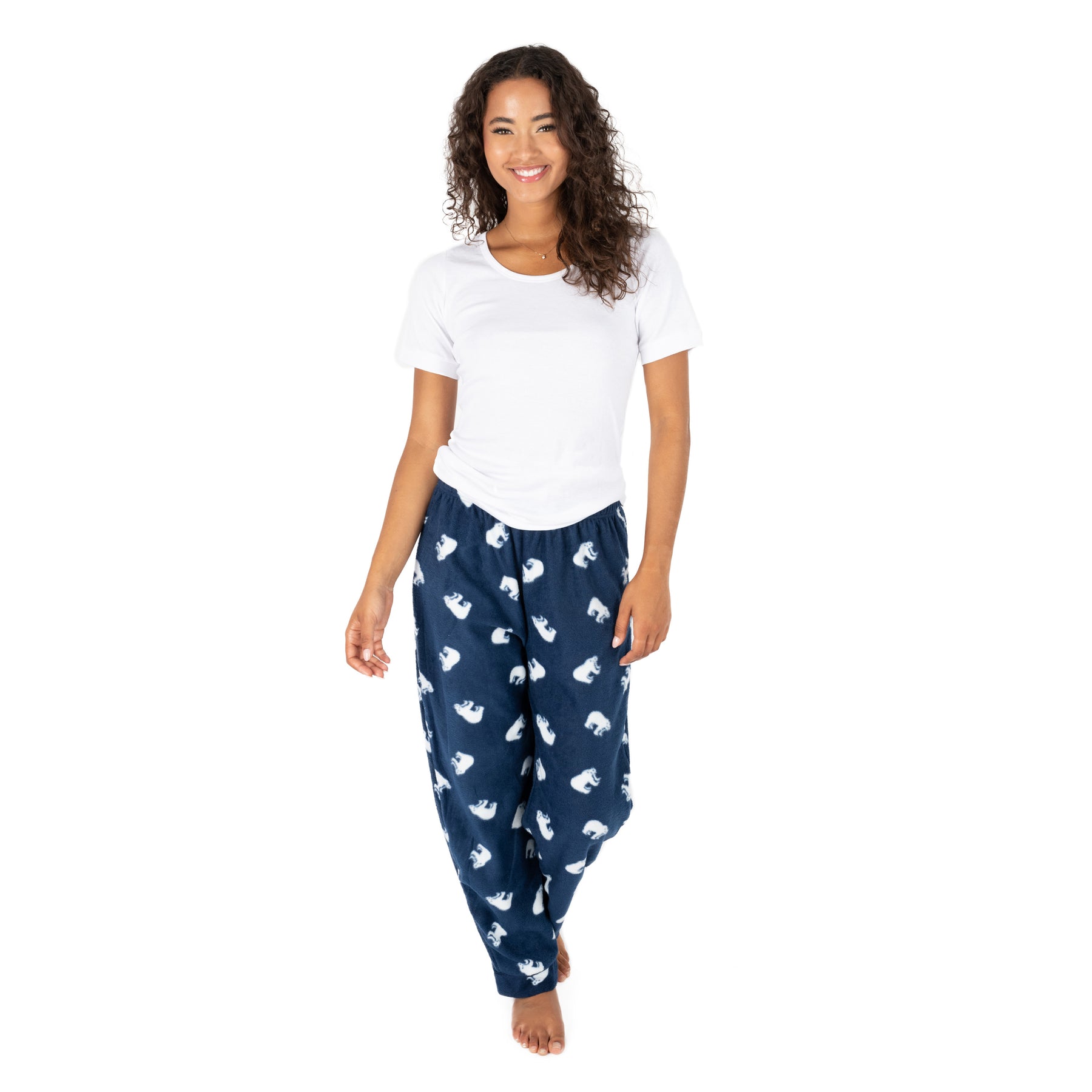 Weihnachten Damen Fleece Pyjama Hose Eisbär