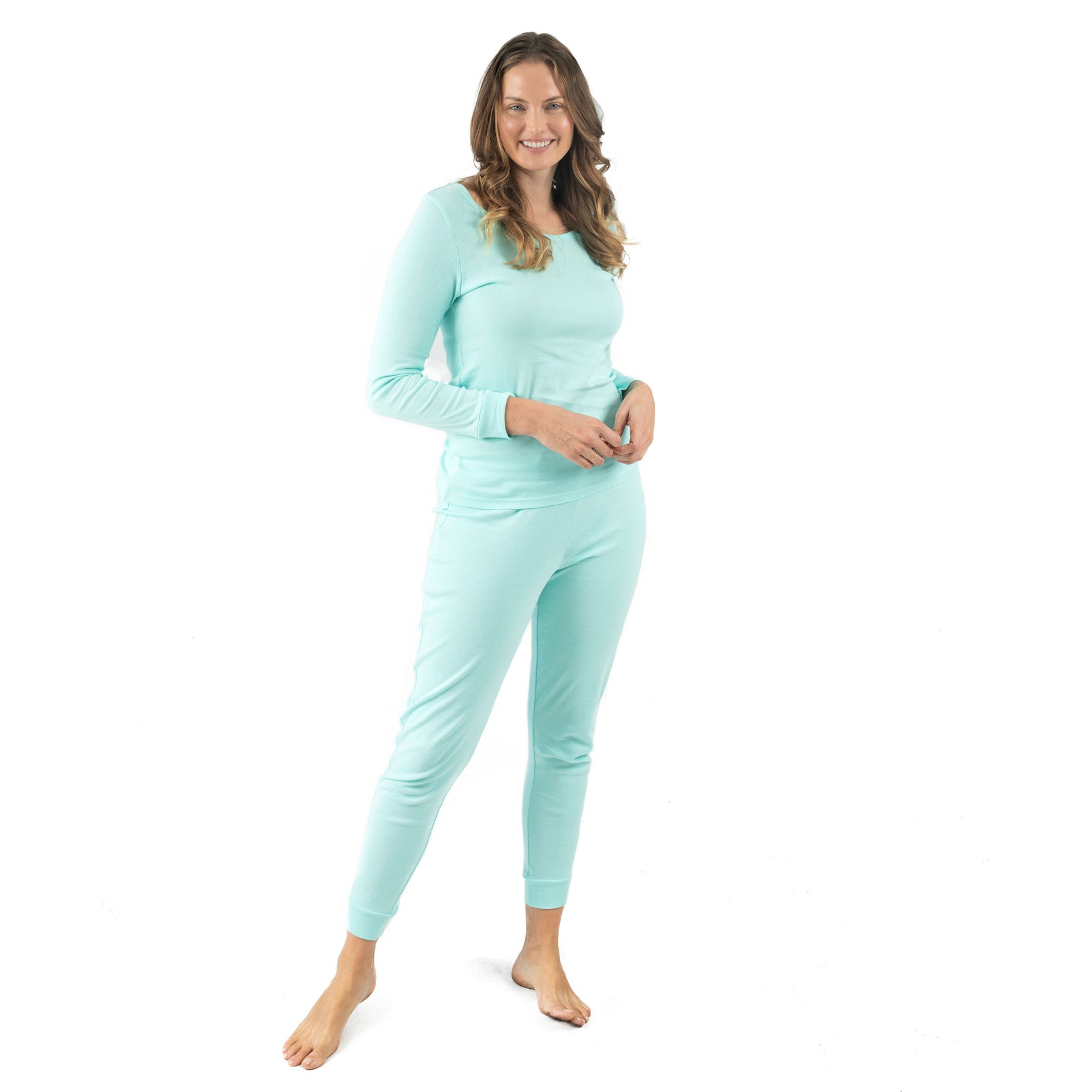 Damen zweiteilige Baumwolle Pyjamas klassische Volltonfarbe