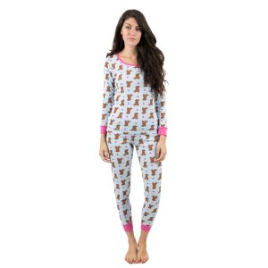 Damen zwei Stück Baumwolle Pyjamas Welpen