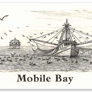 Mobile Bay Garnele Bootsaufkleber