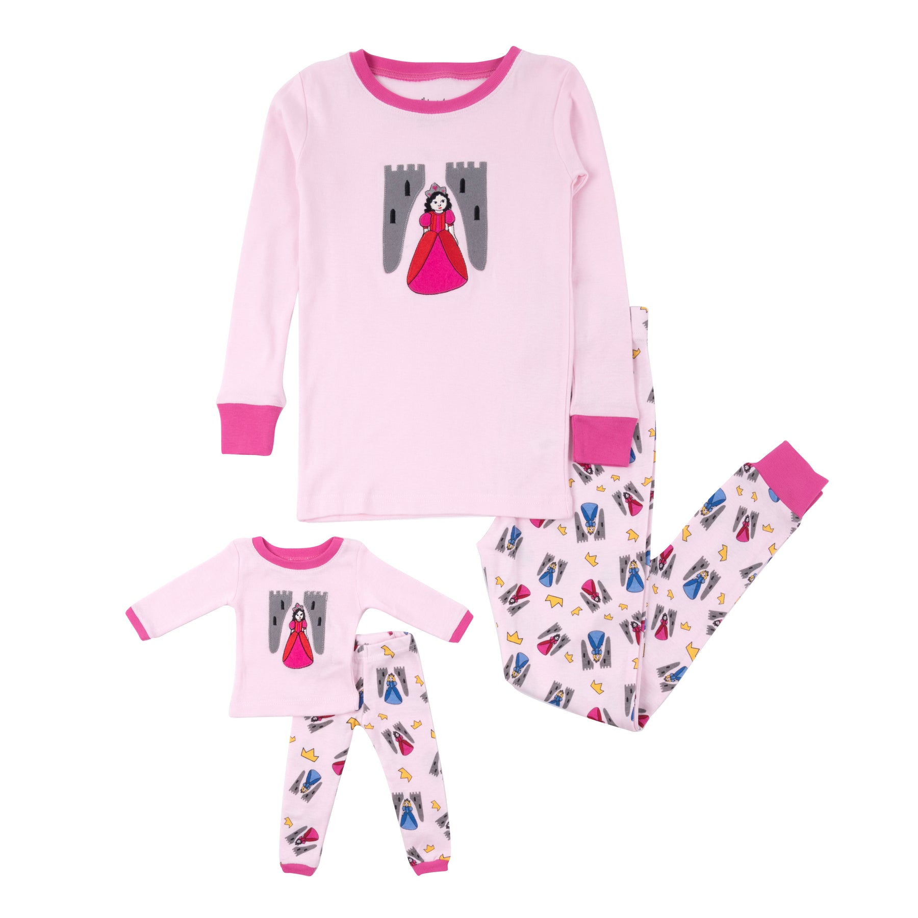 Mädchen und passende Puppe Baumwolle Pyjamas Prinzessin