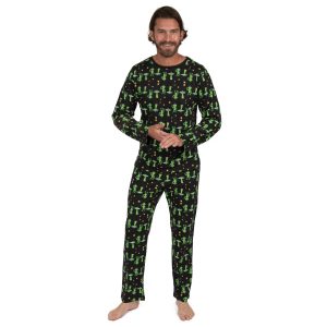 Herren zwei Stück Baumwolle lose Passform Pyjamas Alien