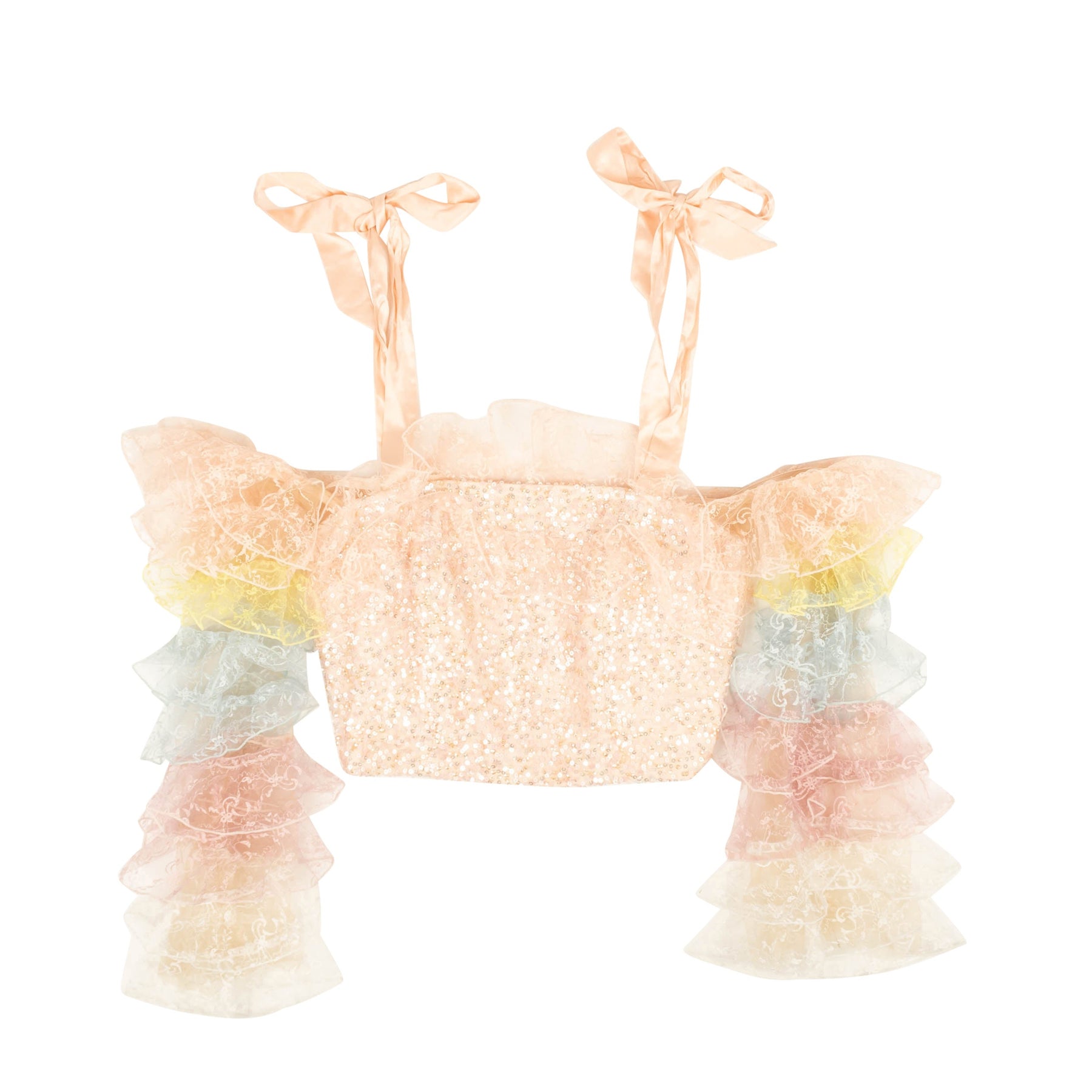 Rodarte Schulterfrei Mehrfarbig Crop Top – Pfirsich