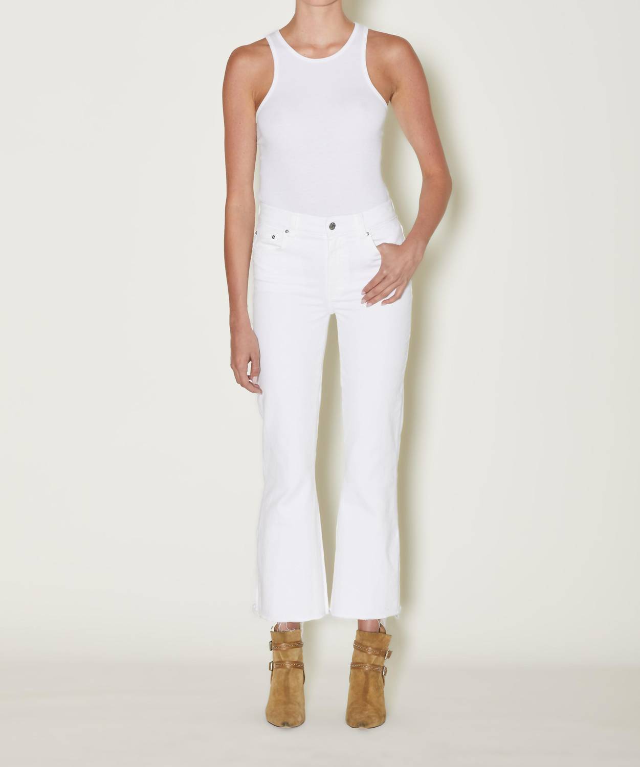 Bella Crop Flare Jeans in Weiß