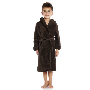 Kinder Fleece Kapuze Robe neutrale feste Farbe