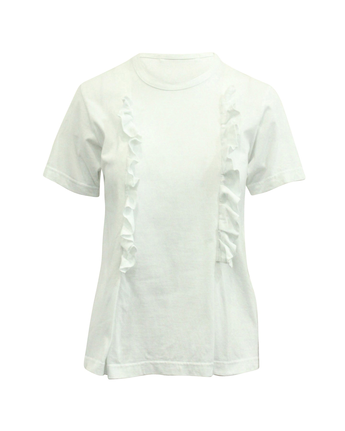 Comme Des Garcons Rüschen T-Shirt aus weißer Baumwolle