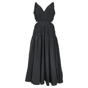Maje Cut-Out Detail Midikleid aus schwarzem Polyester 7765030371388