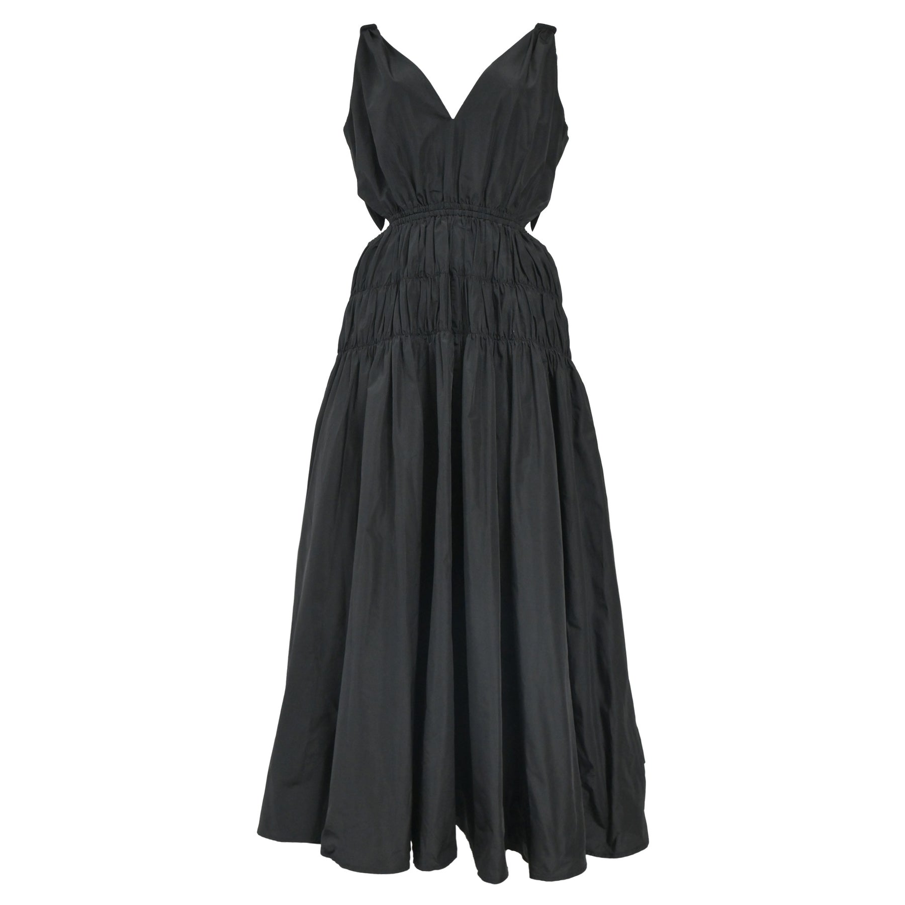 Maje Midikleid aus schwarzem Polyester mit Ausschnitt-Details