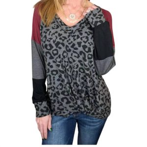 Hacci Brushed Leopard Top in Anthrazit