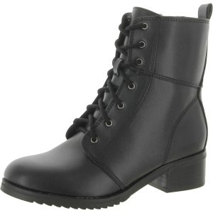 BASSIL Leder Block Heal Combat & Schnürstiefel