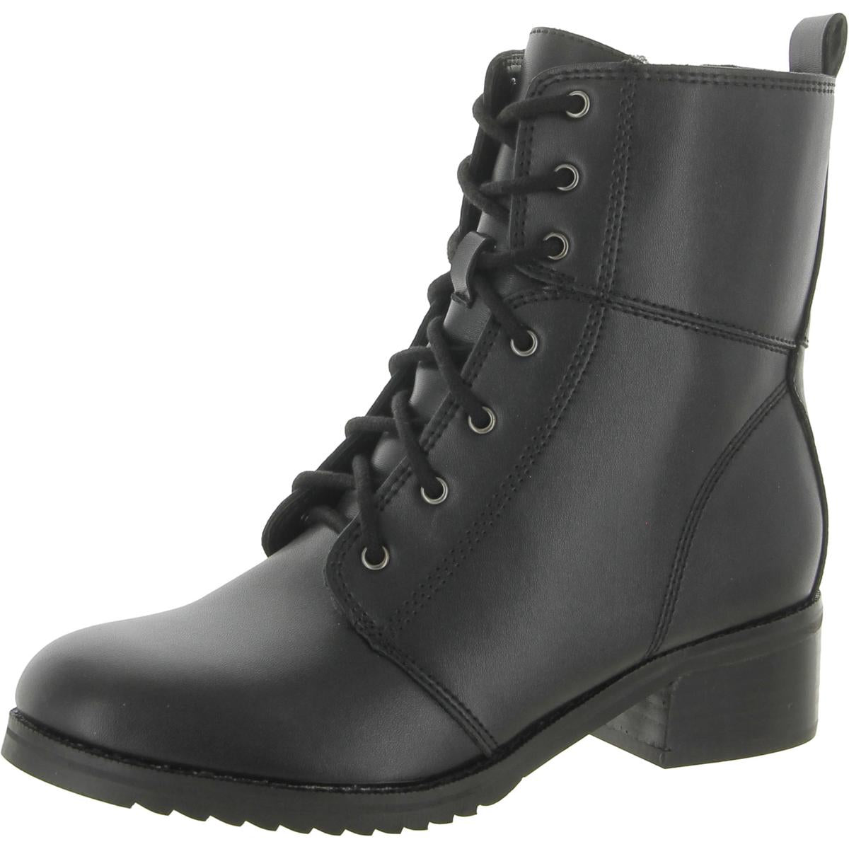 BASSIL Leder Block Heal Combat & Schnürstiefel