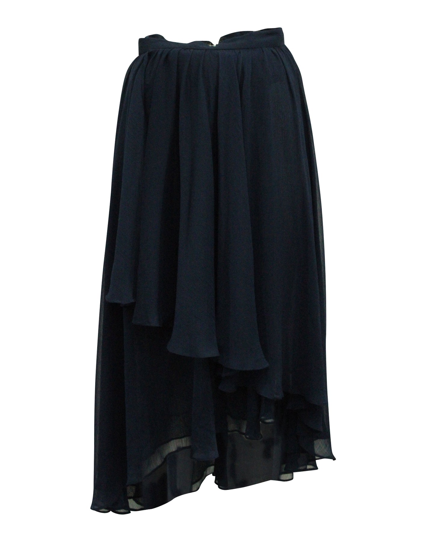 Alice + Olivia Asymmetrischer Maxirock mit Lagenmuster in Dunkelblau Blau Polyester