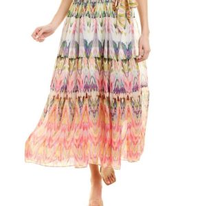 ärmelloses Multi Print Maxikleid in lila Koralle 7764963295292