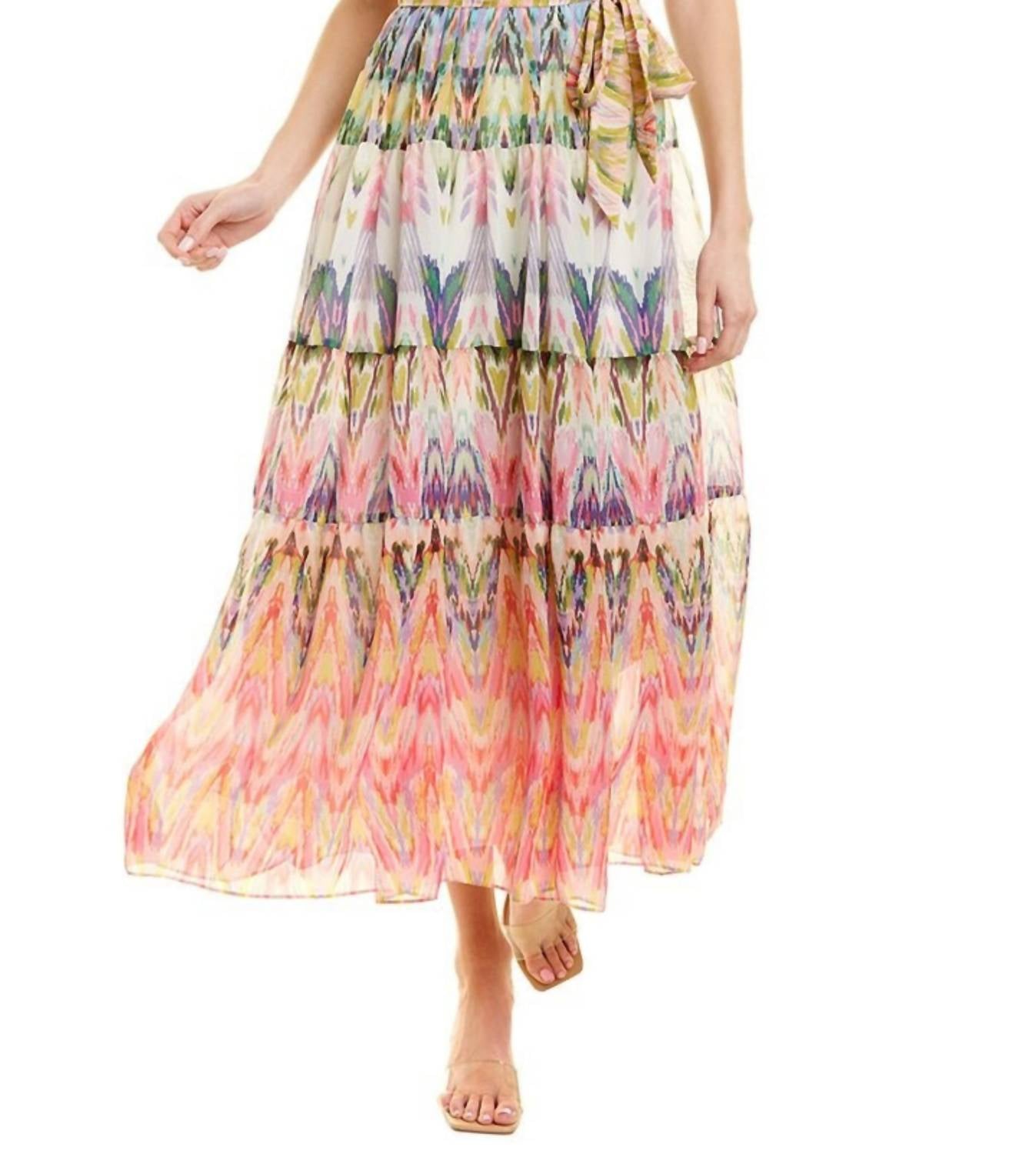 Maxikleid mit ärmellosem Mehrfarbig Muster in Lila Koralle