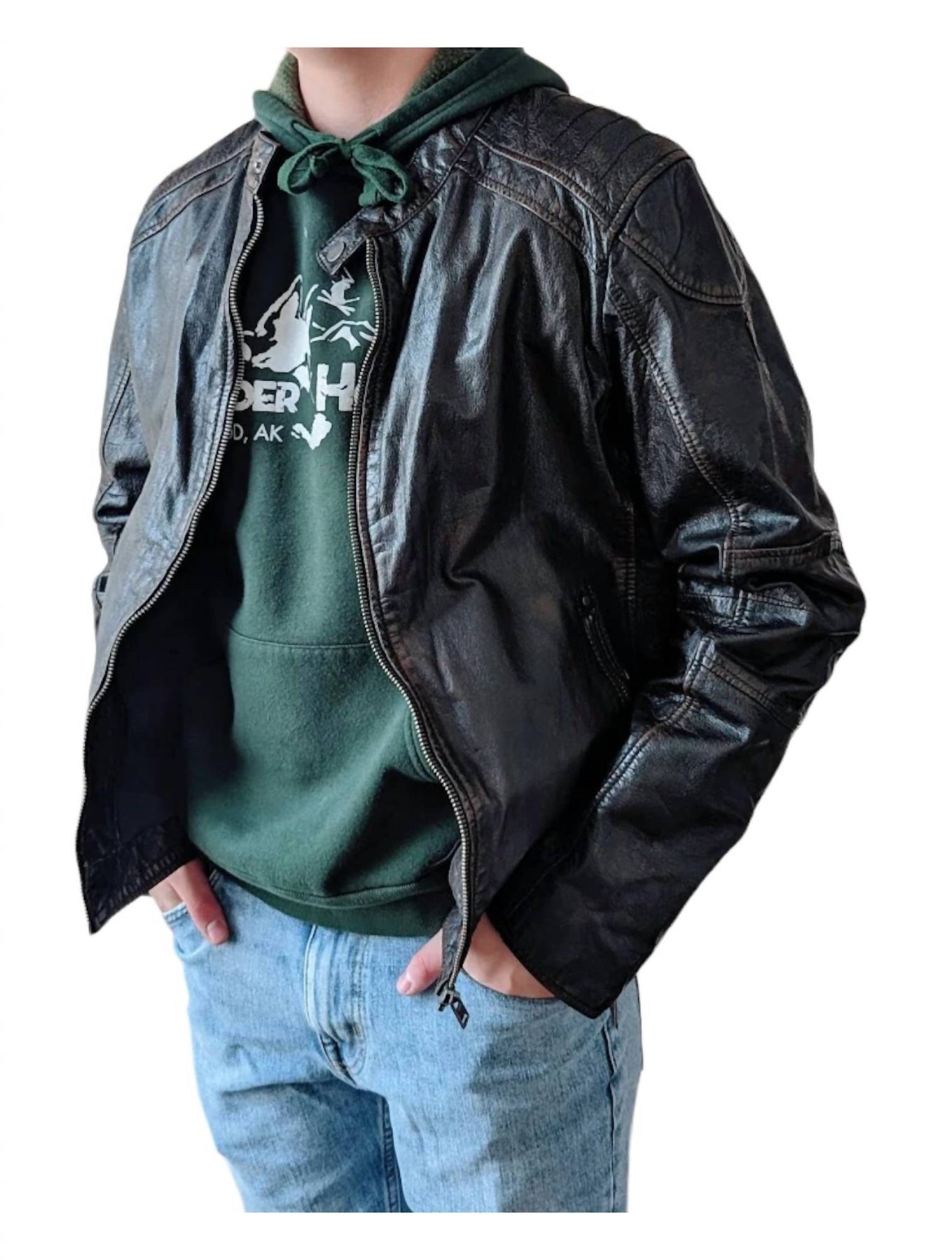 Herren Brent Lederjacke in Schwarz