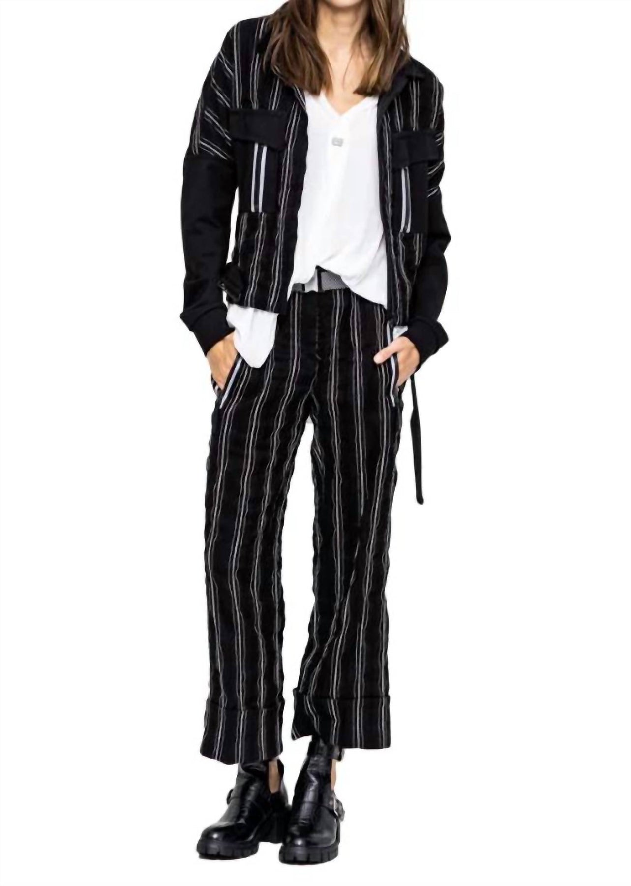 Gestreifte Jacke in Schwarz/Weiß