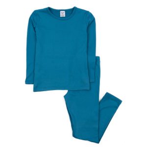 Kinder zwei Stück thermische Pyjamas Boho feste Farbe