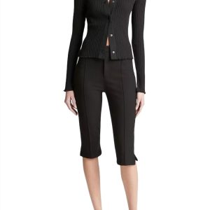schmale Passform Capri Hose in schwarz 7670813491260